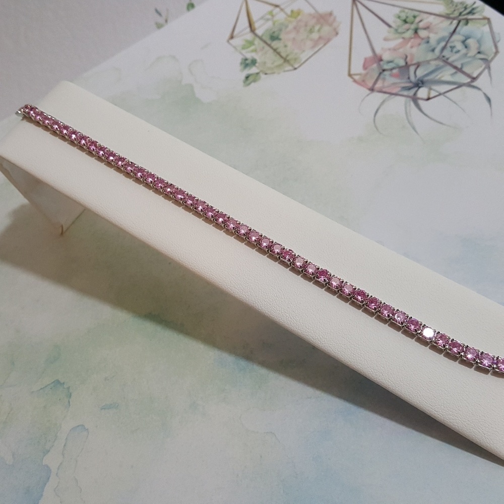 Pink Cubic Zirconia Tennis Bracelet